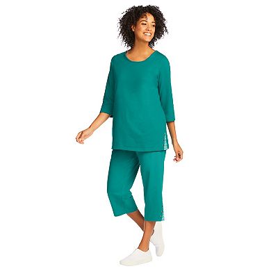 Woman Within Plus Size 2-Piece Striped French Terry Set