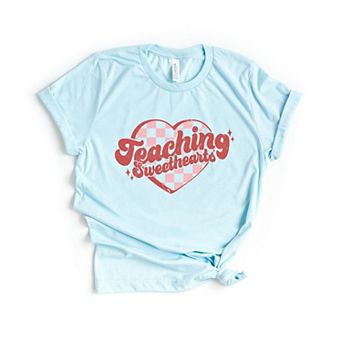 Teaching Sweethearts Checkered Hearts Short Sleeve Graphic Tee
