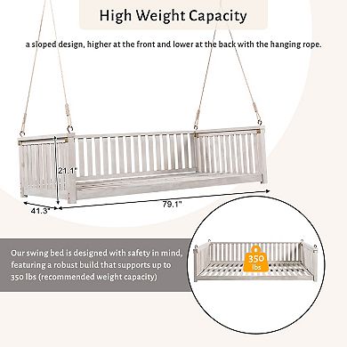 Merax Minimalist Wood Patio Backyard Porch Swing