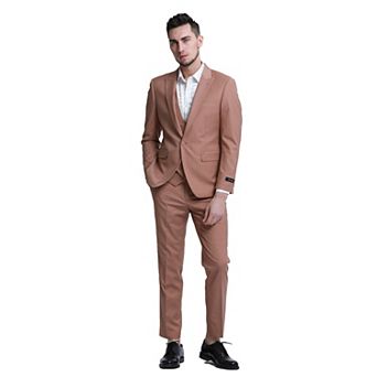 Men's 3 pc Solid Suit Set Skinny-Fit w/ Double-Breasted Vest