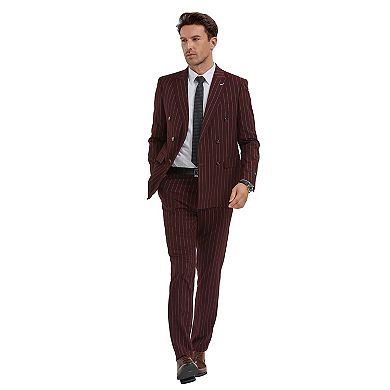 Men's Skinny-Fit 2pc Double Breasted Pinstriped Suit Set