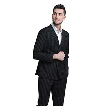 Men's Skinny-Fit 2 pc Double Breasted Pinstriped Suit Set