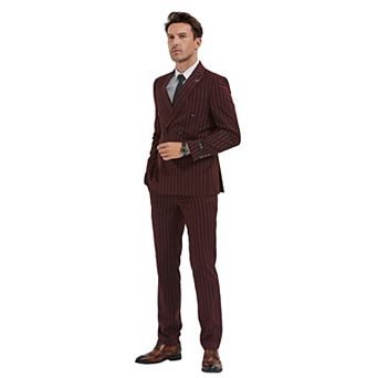 Men's Skinny-Fit 2 pc Double Breasted Pinstriped Suit Set