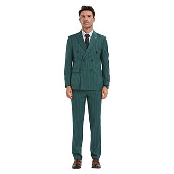 Men's Skinny-Fit 2 pc Double Breasted Pinstriped Suit Set