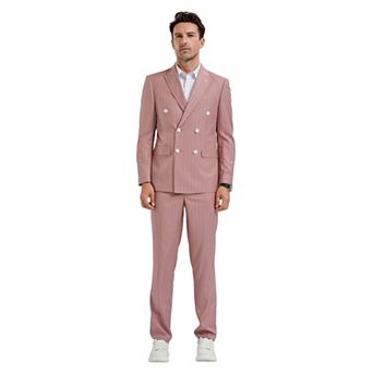Men's Skinny-Fit 2 pc Double Breasted Pinstriped Suit Set
