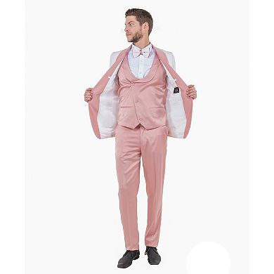 Men's Skinny-Fit Textured Paisley 3pc Suit Set w/ Double Breasted Vest