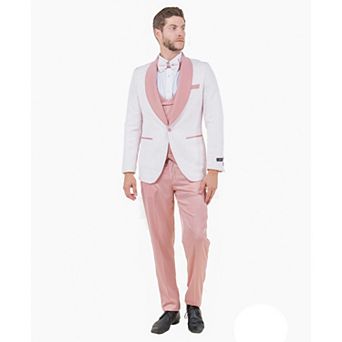 Men's Skinny-Fit Textured Paisley 3 pc Suit Set w/ Double Breasted Vest