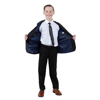 4-Piece Solid Suit Set Tuxedo Look w/ Tie, Big Boys (8-20)