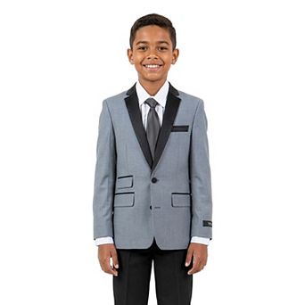 4 pc Solid Suit Set Tuxedo Look w/ Tie, Big Boys (8-20)