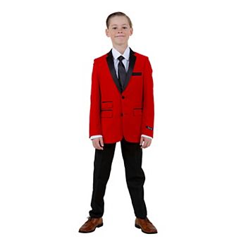 4 pc Solid Suit Set Tuxedo Look w/ Tie, Big Boys (8-20)