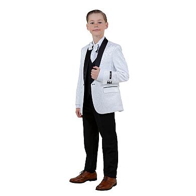5-Piece Paisley Tuxedo Suit Set w/ Dress Shirt and Tie, Big Boys (8-20)