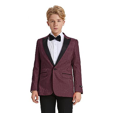 5-Piece Paisley Tuxedo Suit Set w/ Dress Shirt and Tie, Big Boys (8-20)