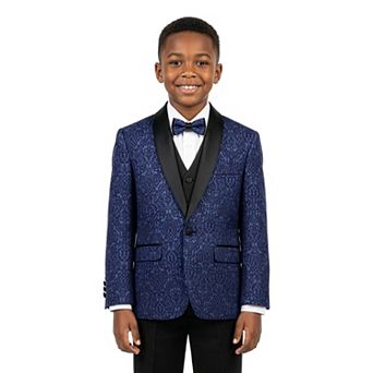 5 pc Paisley Tuxedo Suit Set w/ Dress Shirt and Tie, Big Boys (8-20)