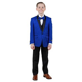5 pc Paisley Tuxedo Suit Set w/ Dress Shirt and Tie, Big Boys (8-20)