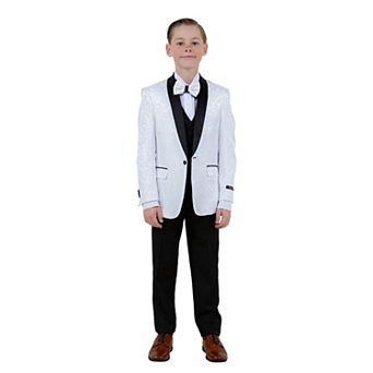 5 pc Paisley Tuxedo Suit Set w/ Dress Shirt and Tie, Big Boys (8-20)