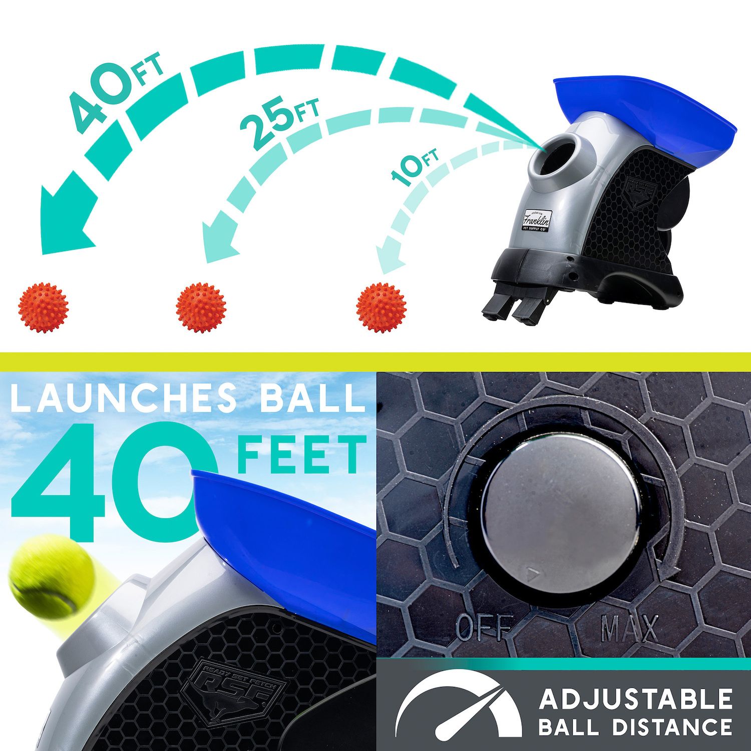 Franklin Sports Pet Ready Set Fetch Automatic Tennis Ball Launcher Dog Toy