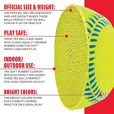 Franklin Sports Pro Brite 6-Pack Soft Rubber Tball + Baseball Balls