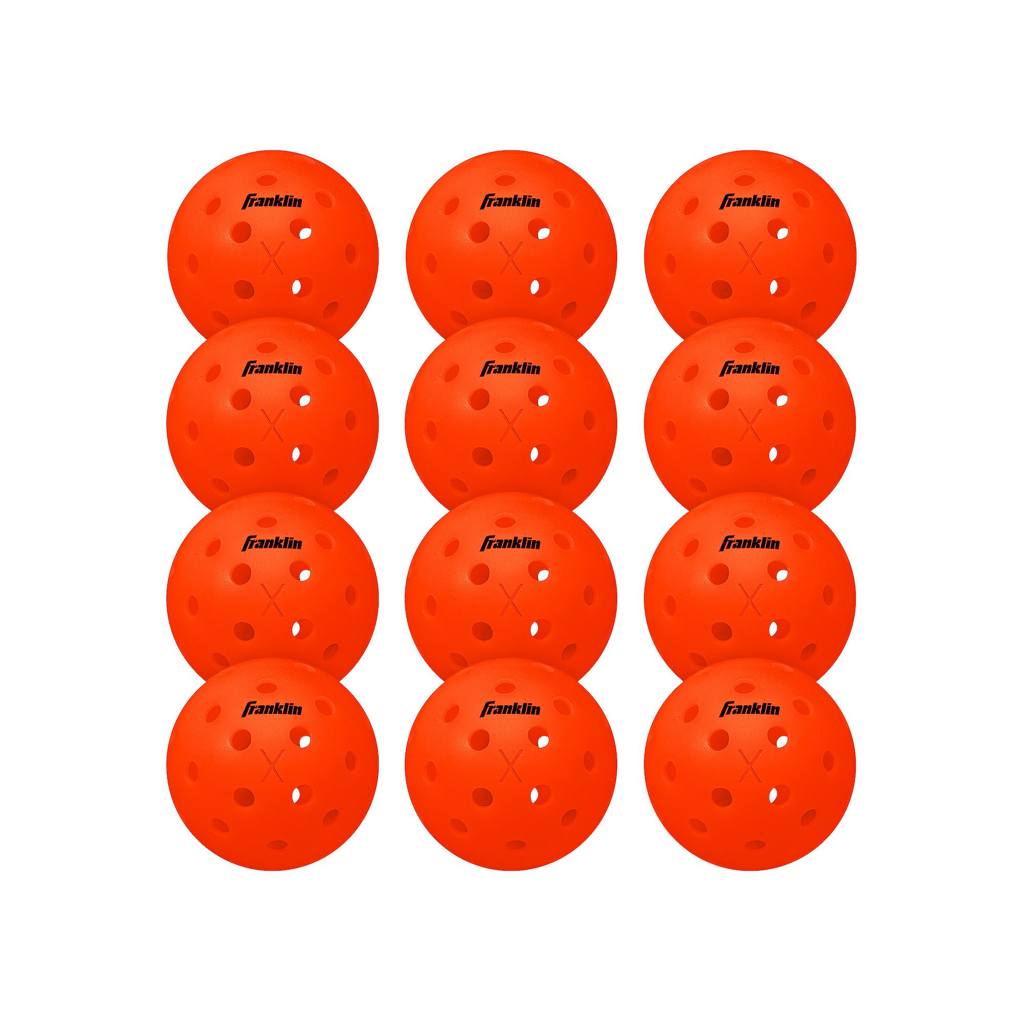 Franklin Sports X-40 12-Pack Outdoor Lava Pickleballs, Ember