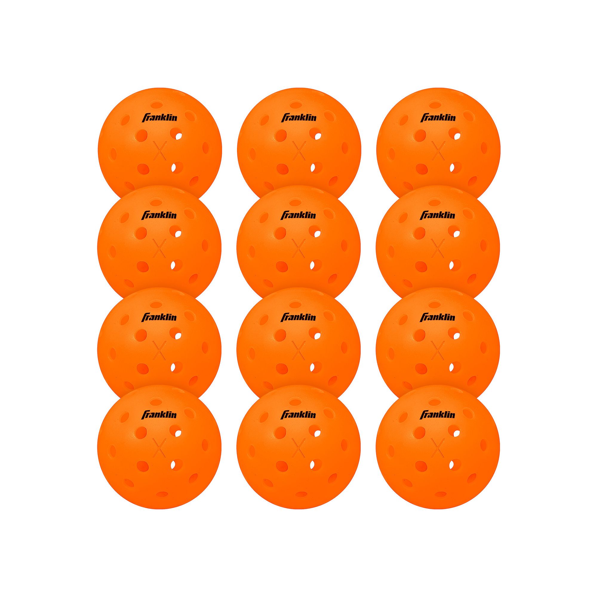 Franklin Sports X-40 12-Pack Outdoor Lava Pickleballs, Neon Orange