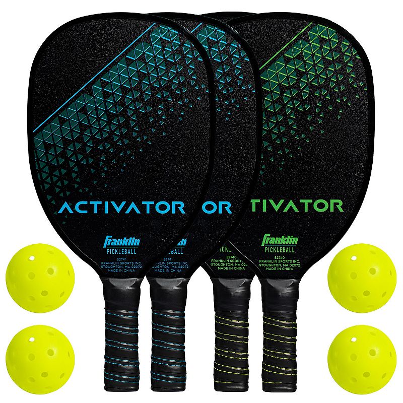 Franklin Sports Activator Wooden Pickleball Paddle & Ball Set, Blue Green