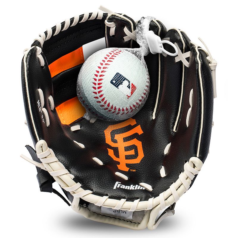 Franklin Sports MLB Youth Teeball 9.5" Glove and Ball Set, Black