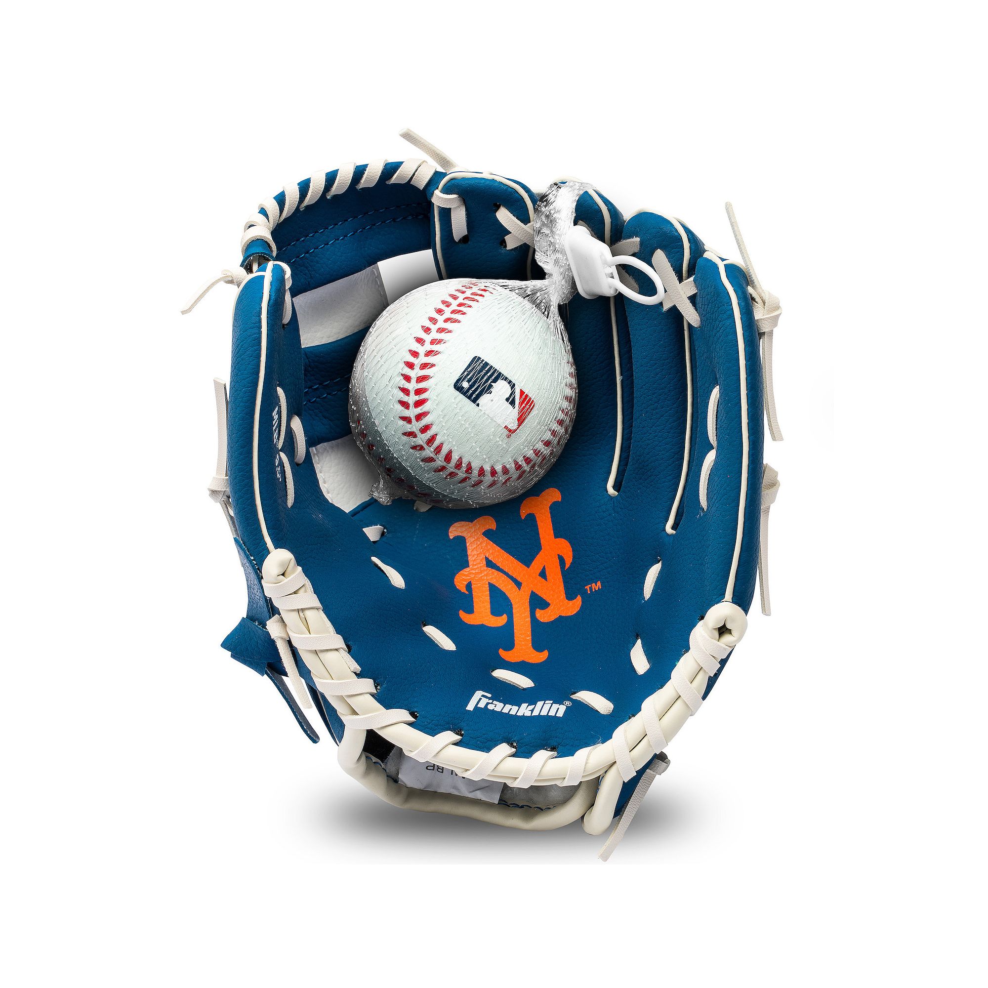 Franklin Sports MLB Youth Teeball 9.5 Glove and Ball Set, Blue