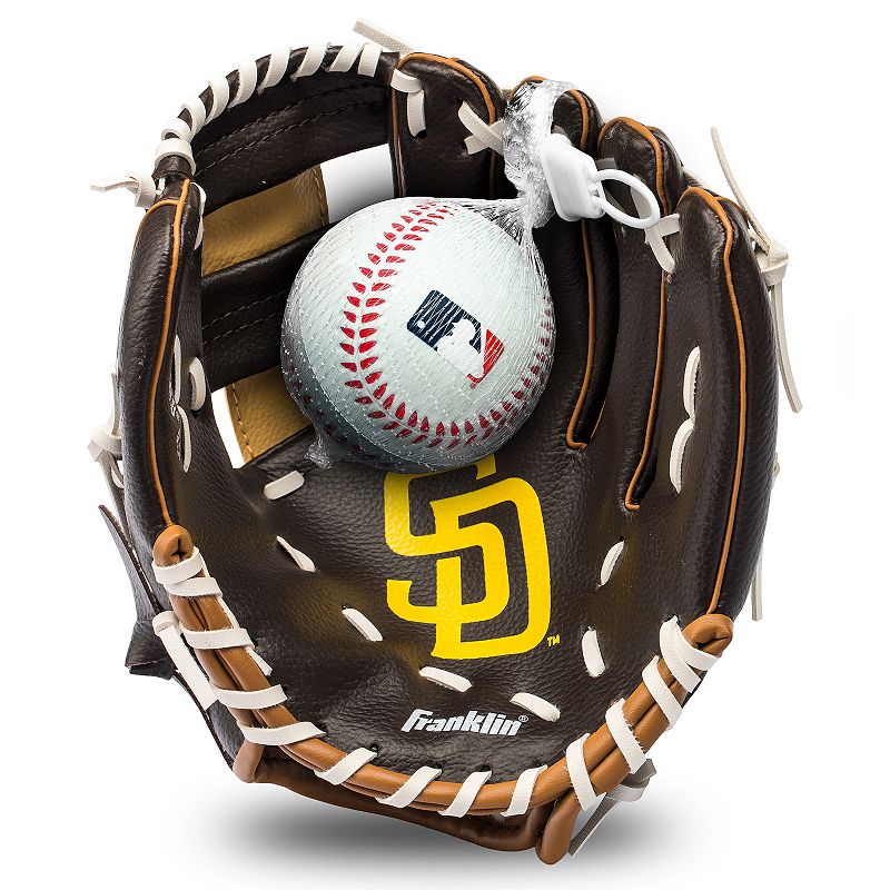 Franklin Sports MLB Youth Teeball 9.5" Glove and Ball Set, Brown