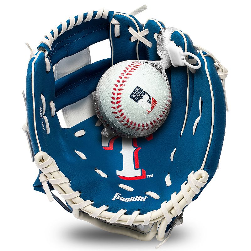 Franklin Sports MLB Youth Teeball 9.5" Glove and Ball Set, Rangers