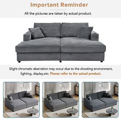 Merax 86.5" Oversized Loveseat Chaise Lounge Sectional Sofa