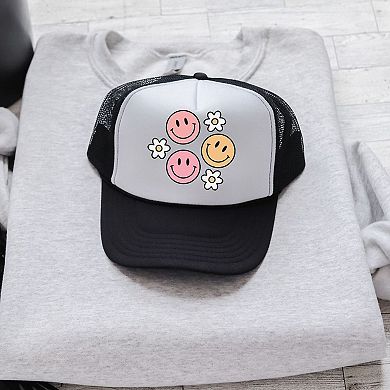 The Juniper Shop Groovy Flower Smiley Face Youth Foam Trucker Hat