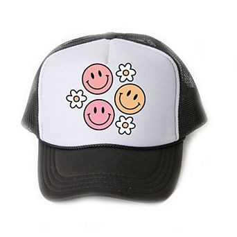 The Juniper Shop Groovy Flower Smiley Face Youth Foam Trucker Hat