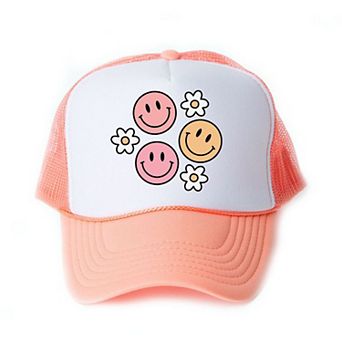 The Juniper Shop Groovy Flower Smiley Face Youth Foam Trucker Hat