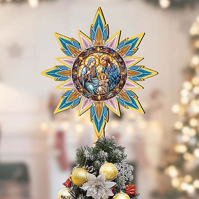 Peaceful Nativity Star Tree Topper Wooden Decor by G. Debrekht