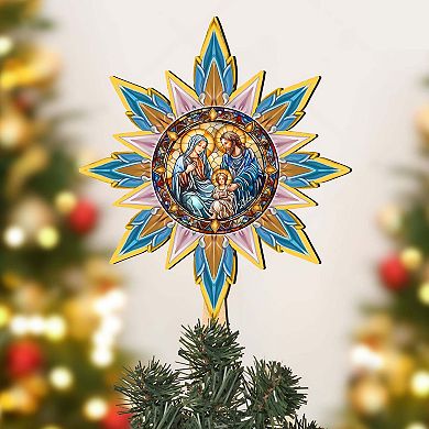 Peaceful Nativity Star Tree Topper Wooden Decor by G. Debrekht