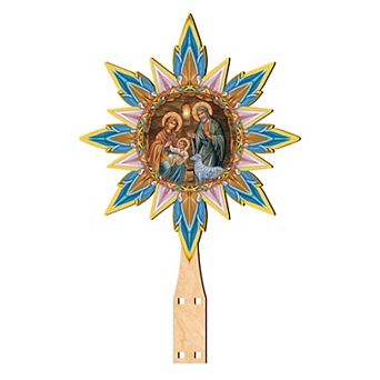 Orthodox Nativity Star Tree Topper Wooden Decor by G. Debrekht