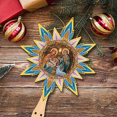Orthodox Nativity Star Tree Topper Wooden Decor by G. Debrekht