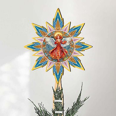 Angel with Love Star Tree Topper Wooden Decor by G. Debrekht