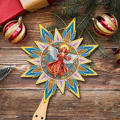 Angel with Love Star Tree Topper Wooden Decor by G. Debrekht
