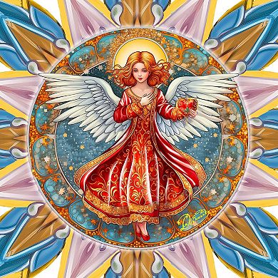 Angel with Love Star Tree Topper Wooden Decor by G. Debrekht