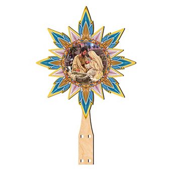 Classic Nativity Star Tree Topper Wooden Decor by D. Gelsinger