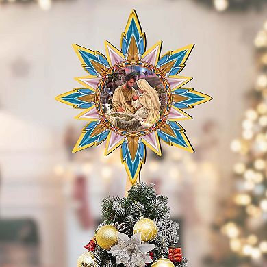 Classic Nativity Star Tree Topper Wooden Decor by D. Gelsinger