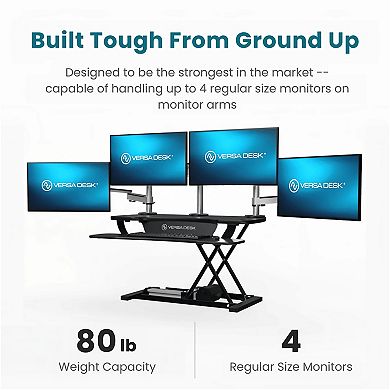 VersaDesk PowerPro® Elite 48" Standing Desk Converter - USB Port & Mobile App (Black)