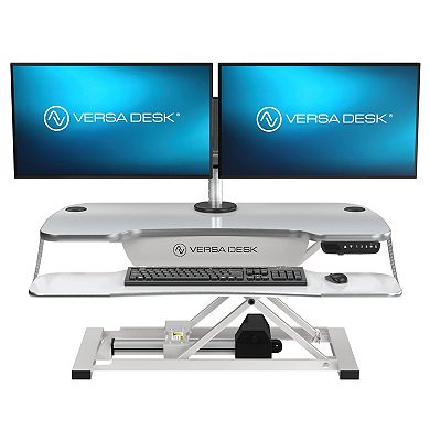 VersaDesk PowerPro® Elite 36" Standing Desk Converter - USB Port & Mobile App (White)