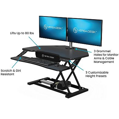 VersaDesk PowerPro® Elite Corner Standing Desk Converter Programmable w/ USB Port and Mobile APP