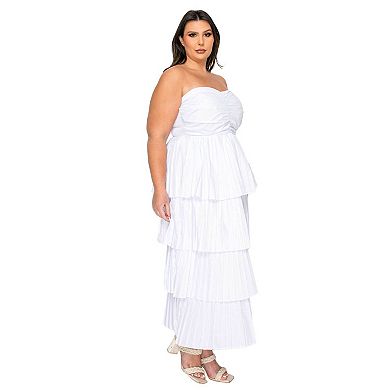 Plus Size Eleni Strapless Pleated Tiered Dress