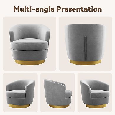 Velvet Swivel Chair, 360 Degree with Metal Base
