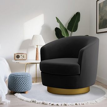 Velvet Swivel Chair, 360 Degree with Metal Base