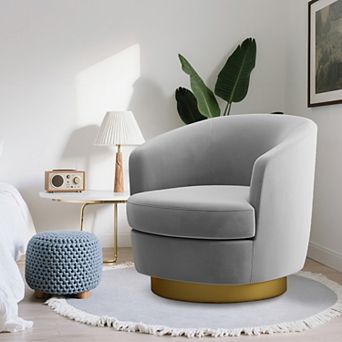Velvet Swivel Chair, 360 Degree with Metal Base