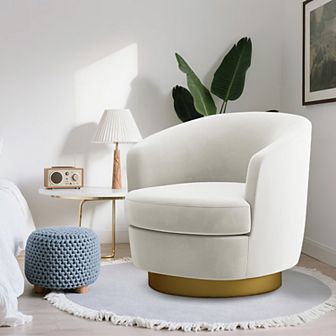 Velvet Swivel Chair, 360 Degree with Metal Base