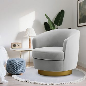Velvet Swivel Chair, 360 Degree with Metal Base